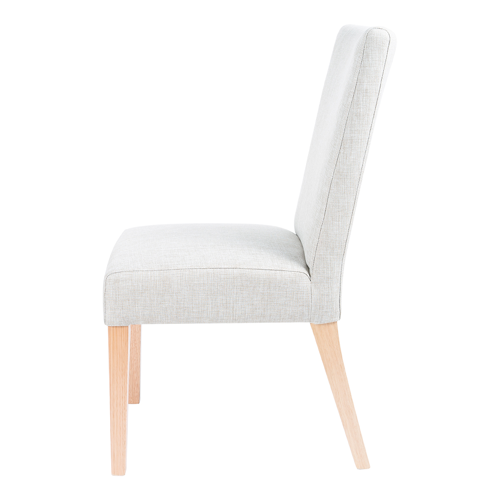 ZEN Fully Upholstered Dining Chair in Henly Oyster colour/Oak Leg