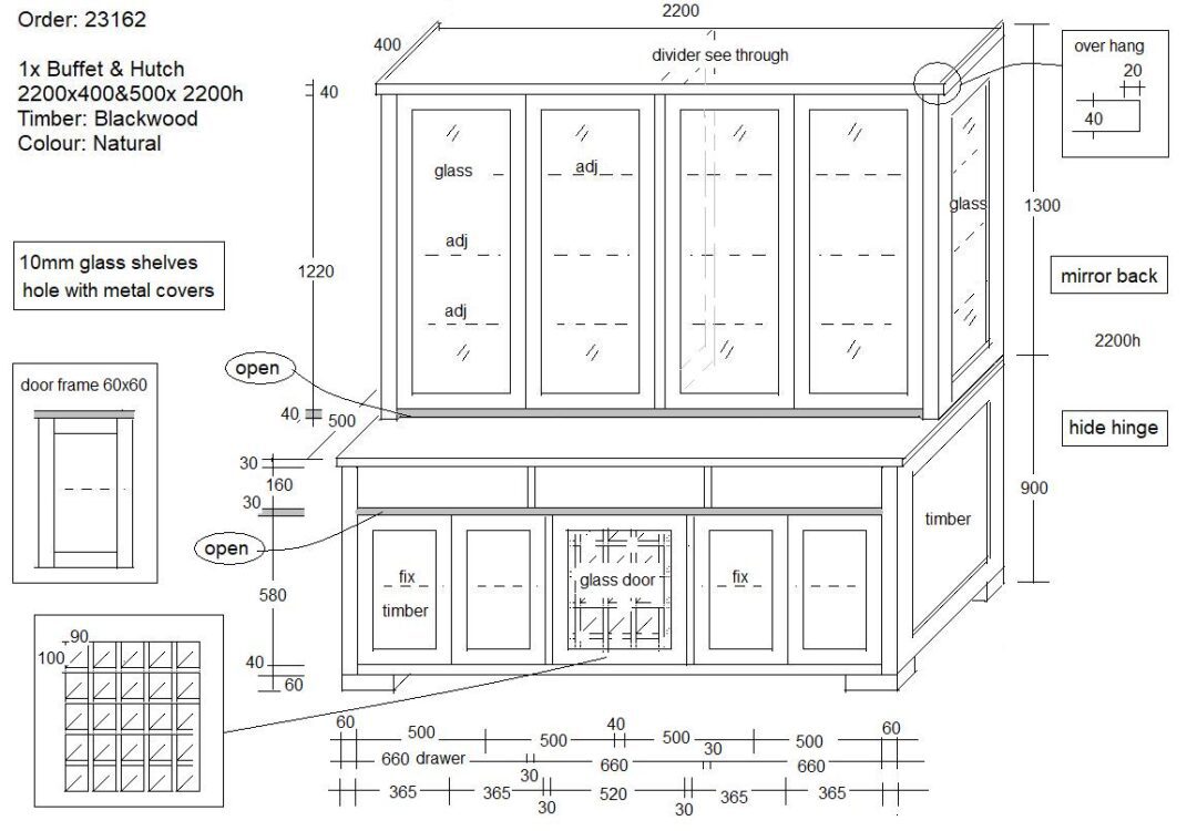 Custom built buffet and hutch drinks Sapphire Wood